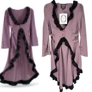 NWT Deadstock Vintage Funhouse NYC Gothic Steampunk Cutaway Coat Purple XS Emo